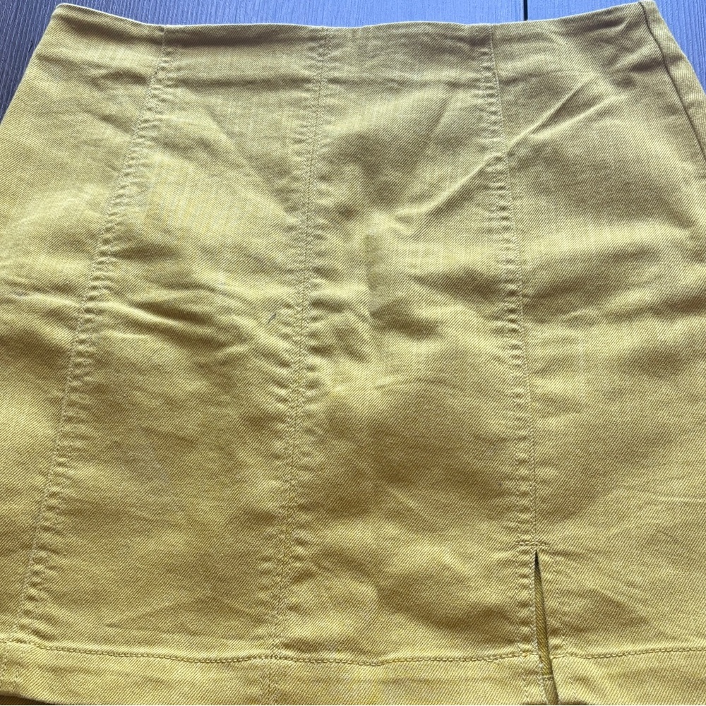 Forever 21 Yellow Pencil Skirt with Slit Casual Mini